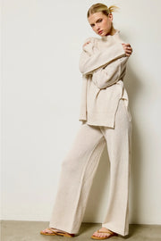 Mock Neck Knit Sweater - Oatmeal