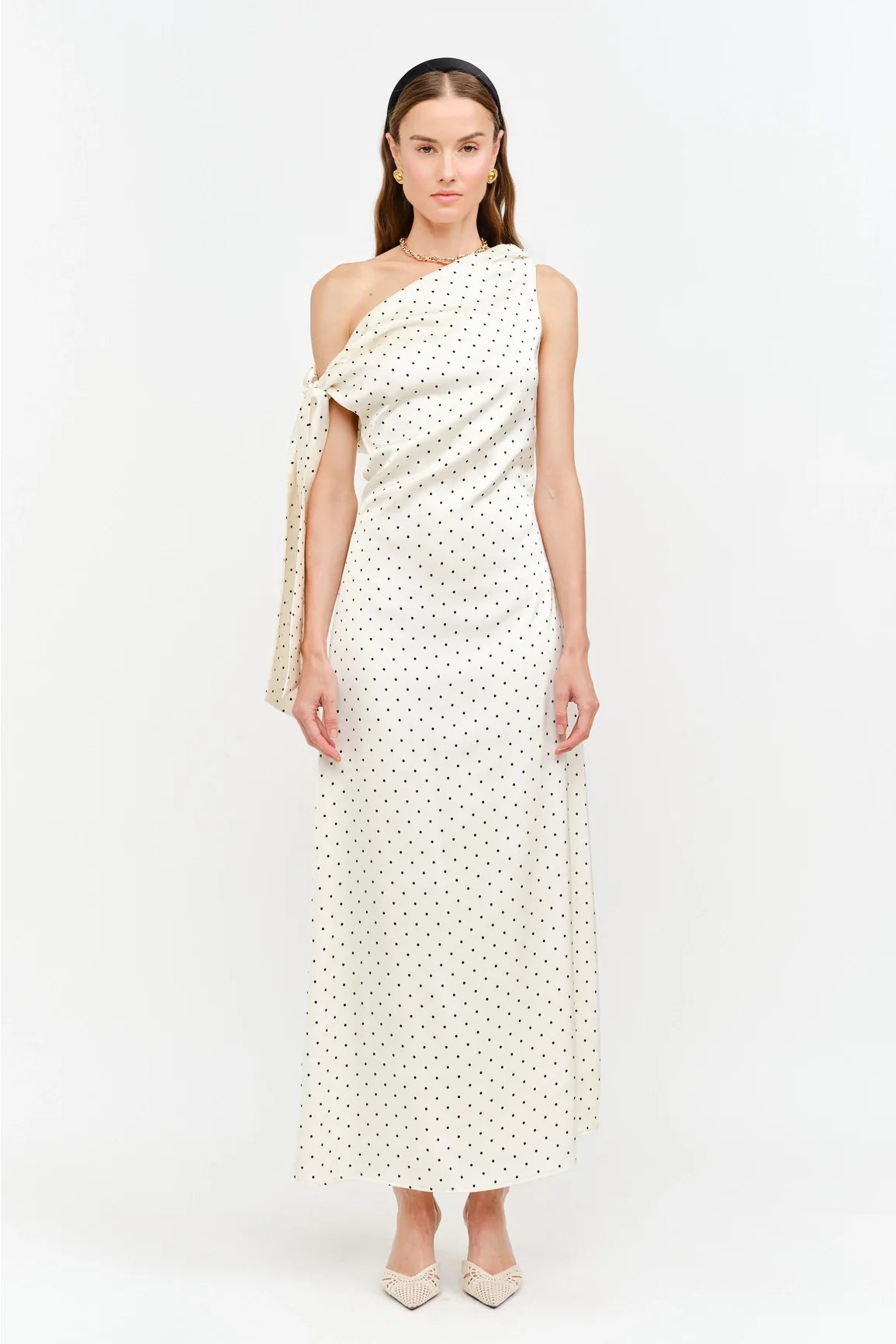 Remie Maxi Dress - Cream Polka Dot