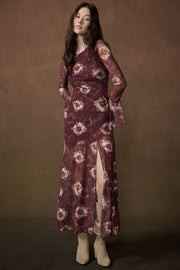 Floral Mesh Maxi Dress - Mulberry