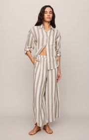 Z Supply The Perfect Striped Button Up - Light Toffee