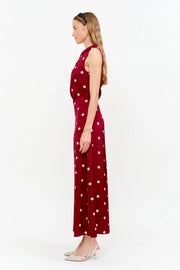 Remie Maxi Dress - Wine Polka Dot