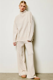Mock Neck Knit Sweater - Oatmeal