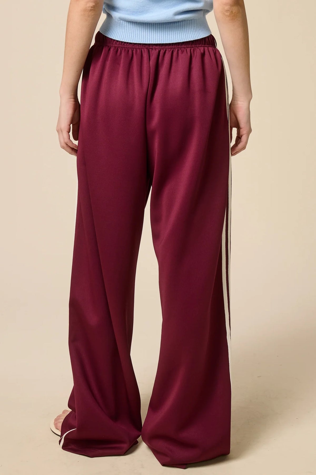 Wide Leg Track Pants - Maroon