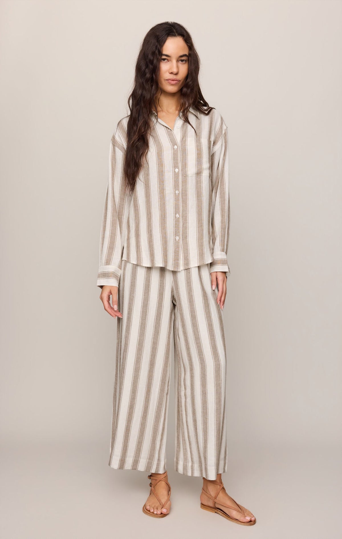 Z Supply The Perfect Striped Button Up - Light Toffee
