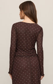 Z Supply - Amara Polka Dot Mesh Top - Dark Chocolate