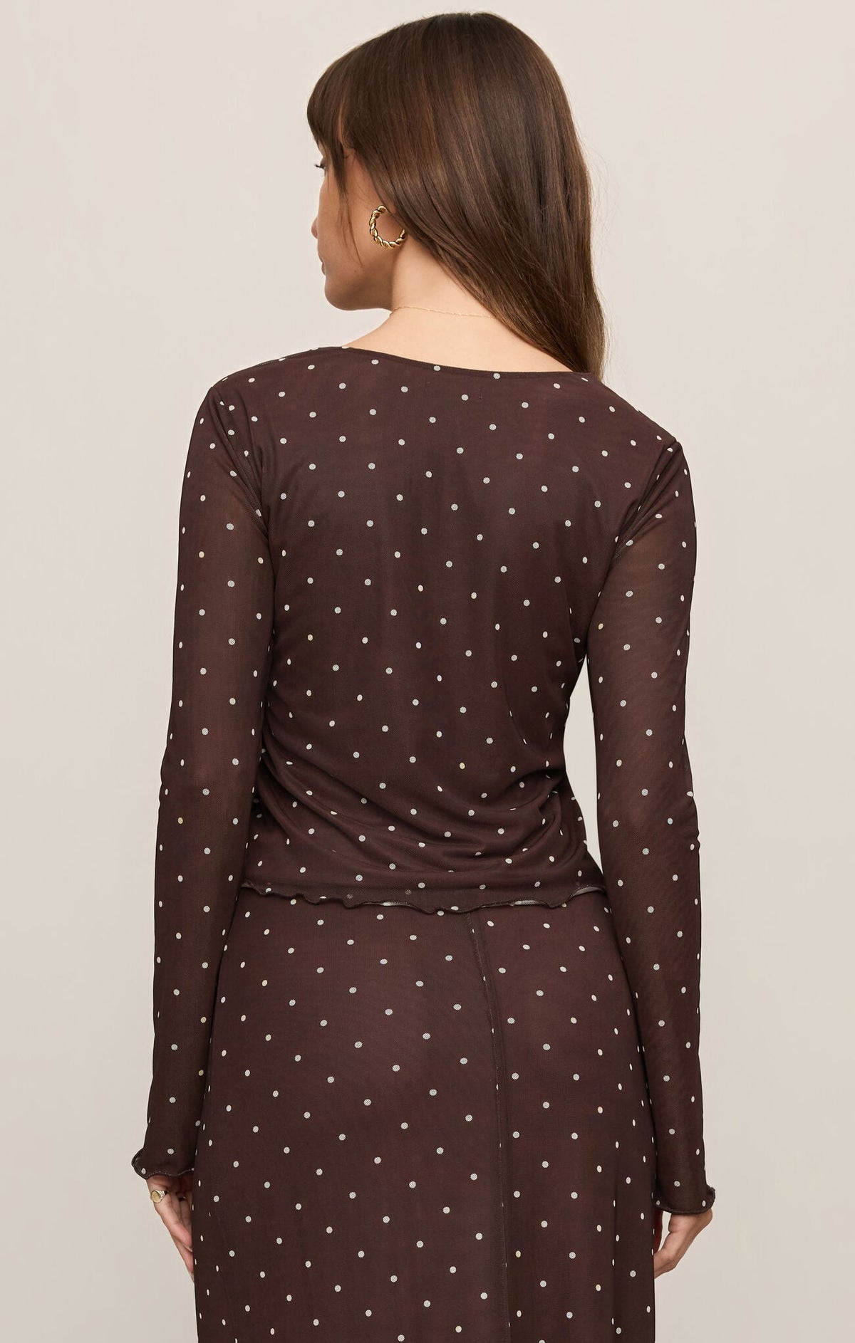 Z Supply - Amara Polka Dot Mesh Top - Dark Chocolate