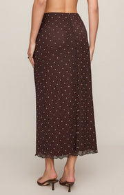 Z Supply Eda Polka Dot Mesh Midi Skirt - Dark Chocolate