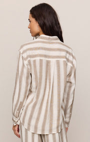 Z Supply The Perfect Striped Button Up - Light Toffee